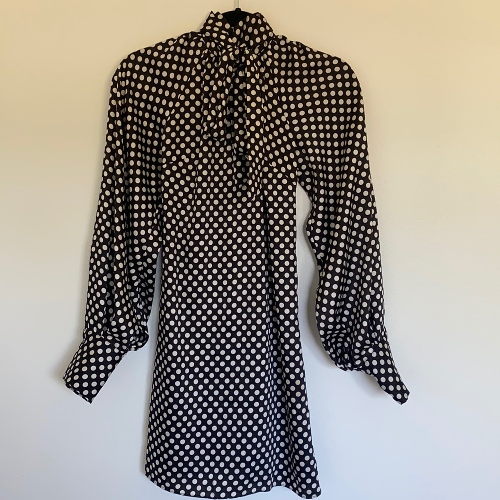 Zara Polk a dot mini satin dress